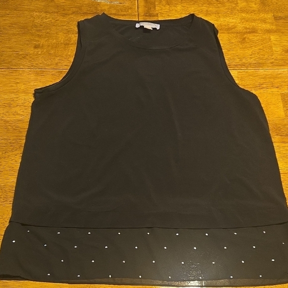 Michael Kors Black Tank Top with Sheer Hem - Picture 1 of 3